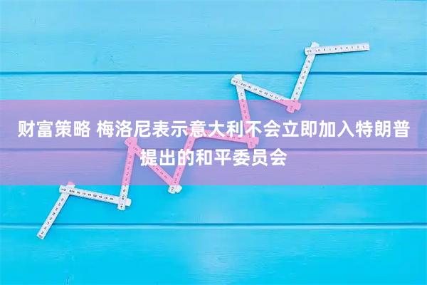 财富策略 梅洛尼表示意大利不会立即加入特朗普提出的和平委员会